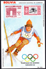 Bolivia 1984 Winter Olympics souvenir sheet unmounted mint.