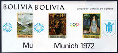 Bolivia 1972 Olympic Games souvenir sheet set unmounted mint.