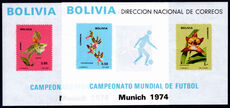 Bolivia 1974 Football World Cup souvenir sheet set unmounted mint.