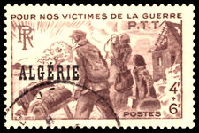 Algeria 1945 Postal Employees War Victims' Fund fine used.