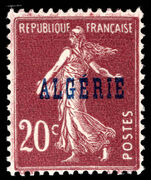 Algeria 1924-25 20c purple-brown unmounted mint.