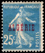 Algeria 1924-25 25c blue lightly mounted mint.