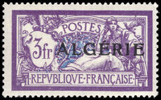 Algeria 1924-25 3f violet and blue lightly mounted mint.