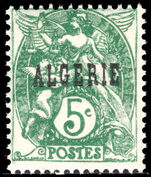 Algeria 1924-25 5c blue-green unmounted mint.