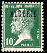 Algeria 1924-25 10c green Pasteur lightly mounted mint.