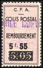 Algeria 1941 5f55 on 5f05 Colis Postale lightly mounted mint.