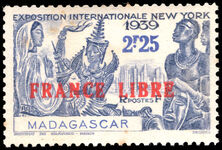 Madagascar 1943 France Libre 2f25 blue unmounted mint.