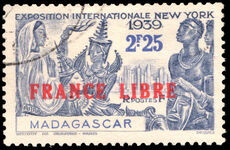 Madagascar 1943 France Libre 2f25 blue fine used.