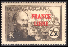 Madagascar 1943 France Libre 2f50 black-brown Labord unmounted mint.