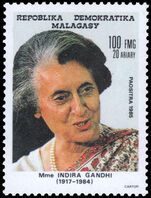 Malagasy 1985 Indira Gandhi unmounted mint.