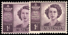 Australia 1947-52 Marriage of Princess Elizabeth with and without wmk lightly mounted mint.