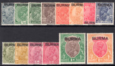 Burma 1937 set to 2r lightly mounted mint.