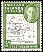 Falkland Island Dependencies 1946-49 ½d black and green Thin Map  lightly mounted mint.
