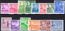 Mauritius 1950 set lightly mounted mint (some tone spots).