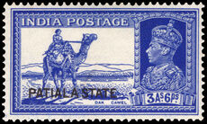 Patiala 1937-38 3a6p bright blue lightly mounted mint.