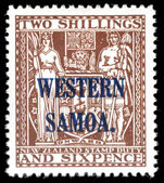 Samoa 1935-42 2s6d deep brown Cowan paper lightly mounted mint.
