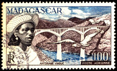 Madagascar 1952 100f Antsirabe Viaduct fine used.