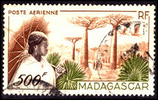 Madagascar 1952 500f Woman and Forest Road fine used.