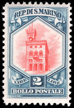 San Marino 1929-35 2l red and blue Government Palace unmounted mint.