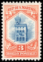 San Marino 1929-35 3l blue and orange Government Palace unmounted mint.