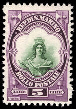 San Marino 1929-35 5l green and violet Statue of Liberty unmounted mint.
