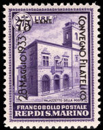 San Marino 1933 20th Italian Philatelic Congress 75c on 2l75 violet unmounted mint.