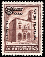 San Marino 1934 Philatelic Exhibition 50c on 1l75 brown unmounted mint.
