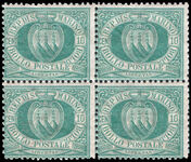 San Marino 1892-94 10c blue-green block of 4 unmounted mint.