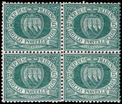 San Marino 1894-97 5c blue-green block of 4 unmounted mint.