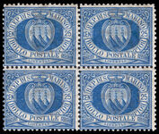 San Marino 1894-97 25c blue block of 4 unmounted mint.