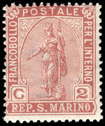 San Marino 1899 Statue of Liberty 2c brown unmounted mint.