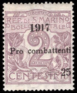 San Marino 1917 25c on 2c Pro combattenti unmounted mint.
