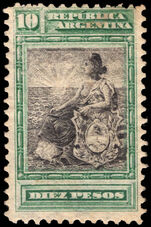 Argentina 1899-1903 10p black and deep green perf 11½c fine unmounted mint.