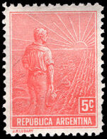 Argentina 1911 5c Ploughman wmk 69 fine unmounted mint.