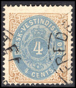 Danish West Indies 1873-1902 4c pale blue and pale yellow-brown perf 14 normal frame fine used.