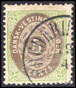Danish West Indies 1873-1902 5c drab and yellow-green perf 14 normal frame fine used.