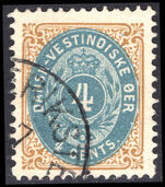 Danish West Indies 1873-1902 4c pale blue and yellow-brown perf 12½ normal frame fine used.