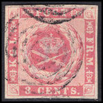 Danish West Indies 1866 3c carmine-rose 4 margins very fine used.