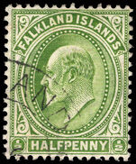 Falkland Islands 1904-12 ½d yellow-green fine used.