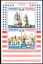 Montserrat 1976 Bicentenary of American Revolution souvenir sheet unmounted mint.