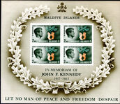 Maldive Islands 1965 Second Death Anniversary of President Kennedy souvenir sheet unmounted mint.