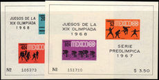 Mexico 1967 Olympic Games Postage souvenir sheets unmounted mint.