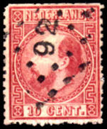 Netherlands 1869 10c die II perf 13-13  fine used
