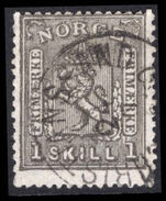 Norway 1867-68 1sk grey-black fine used.