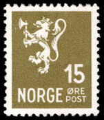 Norway 1937 15  olive-green unmounted mint.
