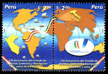 Peru 2003 150th Anniversary of Peru-Italy Treaty of Friendship and Trade unmounted mint.