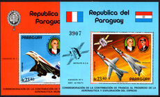 Paraguay 1973 France's contribution to civil aviation and space exploration souvenir sheet set (folded) unmounted mint.