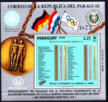 Paraguay 1973 Medal table of the Summer Olympic Games souvenir sheet unmounted mint.