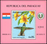 Paraguay 1973 Jacobin hummingbird souvenir sheet unmounted mint.