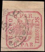 Romania 1862 6b red wove paper fine used on piece